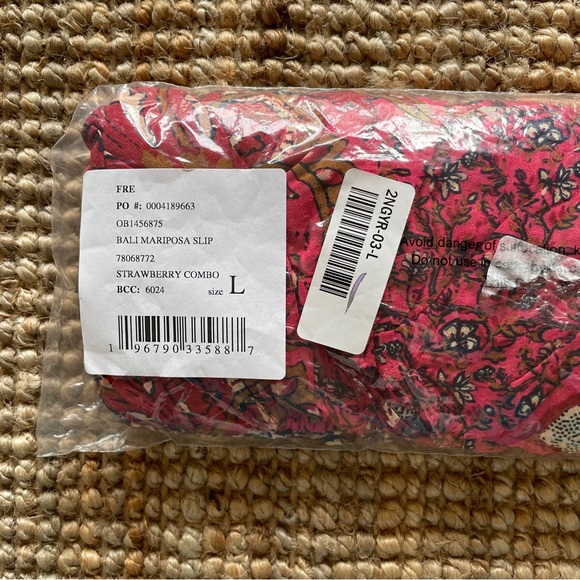 NEW Free People Bali Mariposa Slip Mini Dress In Strawberry Combo Red - Picture 10 of 13